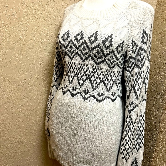 Ava & Viv Sweater White Gray Sweater with Balloon Sleeve SIZE X Item SW03 - Picture 4 of 7